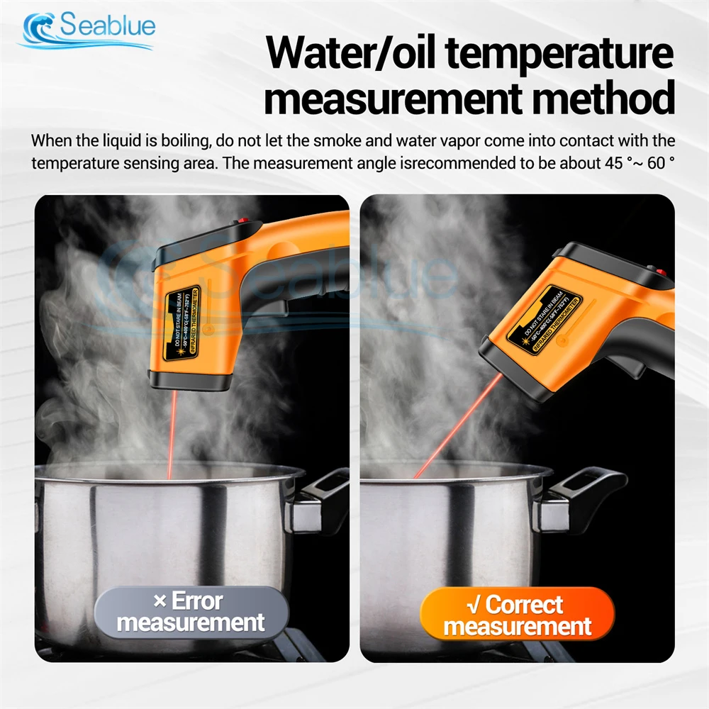 TH201 Podręczny pistolet do pomiaru temperatury na podczerwień-50 ~ 400 ℃ Czujnik laserowy IR Termometr Termometr VA Screen Meter Pirometr Narzędzie