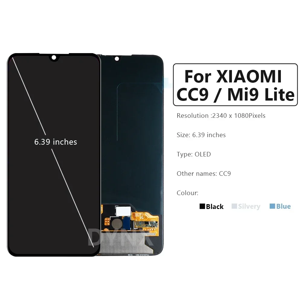 6.39'' CC9 Display Screen with Frame for Xiaomi Mi 9 lite M1904F3BG Lcd Display Touch Screen Digitizer Assembly Replacement