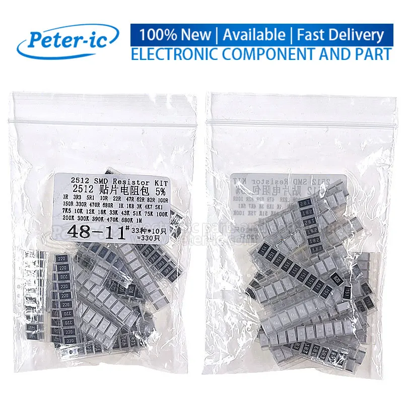 10/33/80Values Set of Resistors 1210 2010 2512 SMD Resistor Assorted Kit 1R-1M Sample 5%(50-800pcs)