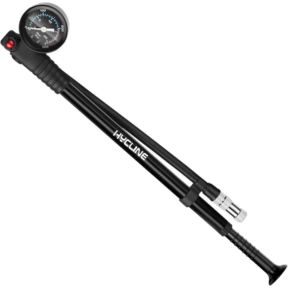 

Амортизатор Hycline для горного велосипеда, высокое давление 300 фунтов на квадратный дюйм для передней вилки и задней подвески велосипеда, воздушный насос с манометром, подходит