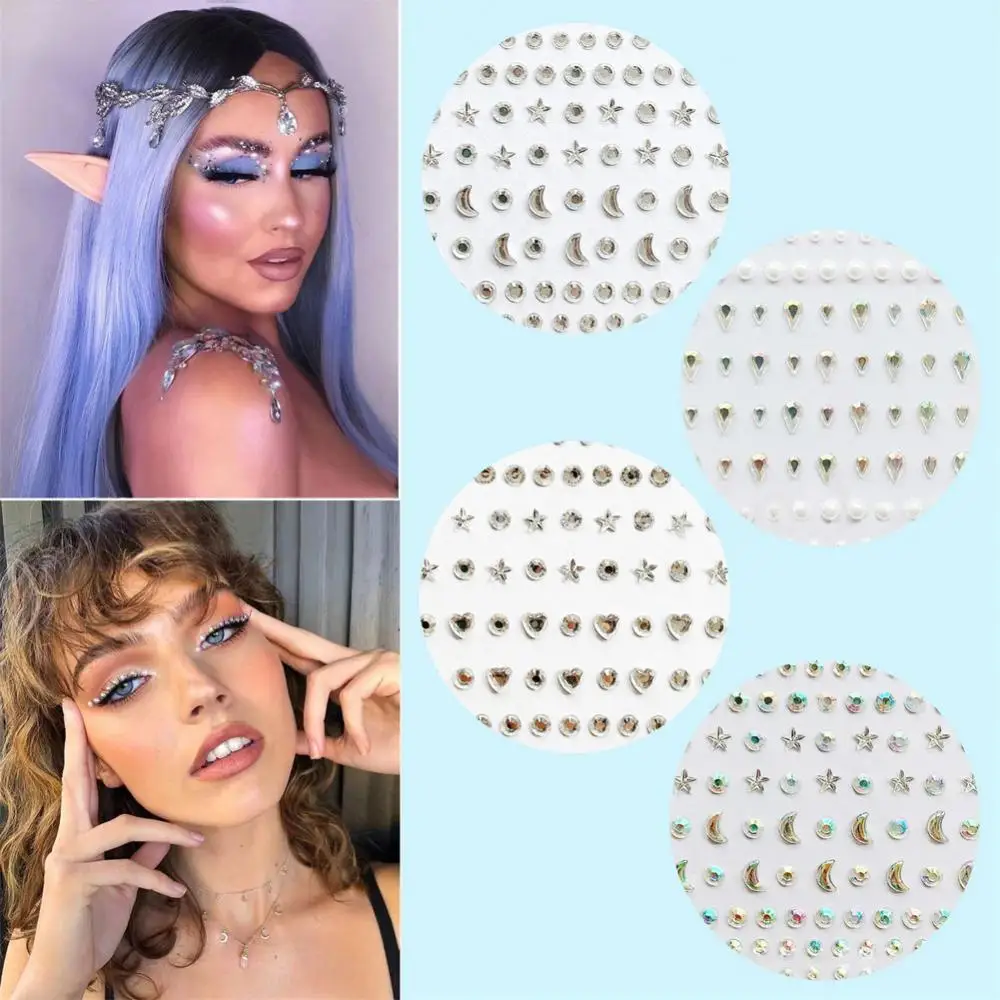 Face Jewelry Crystal Disposable Tattoo Stickers Women Eyes Face Body Rhinestones Waterproof Makeup Art Stage