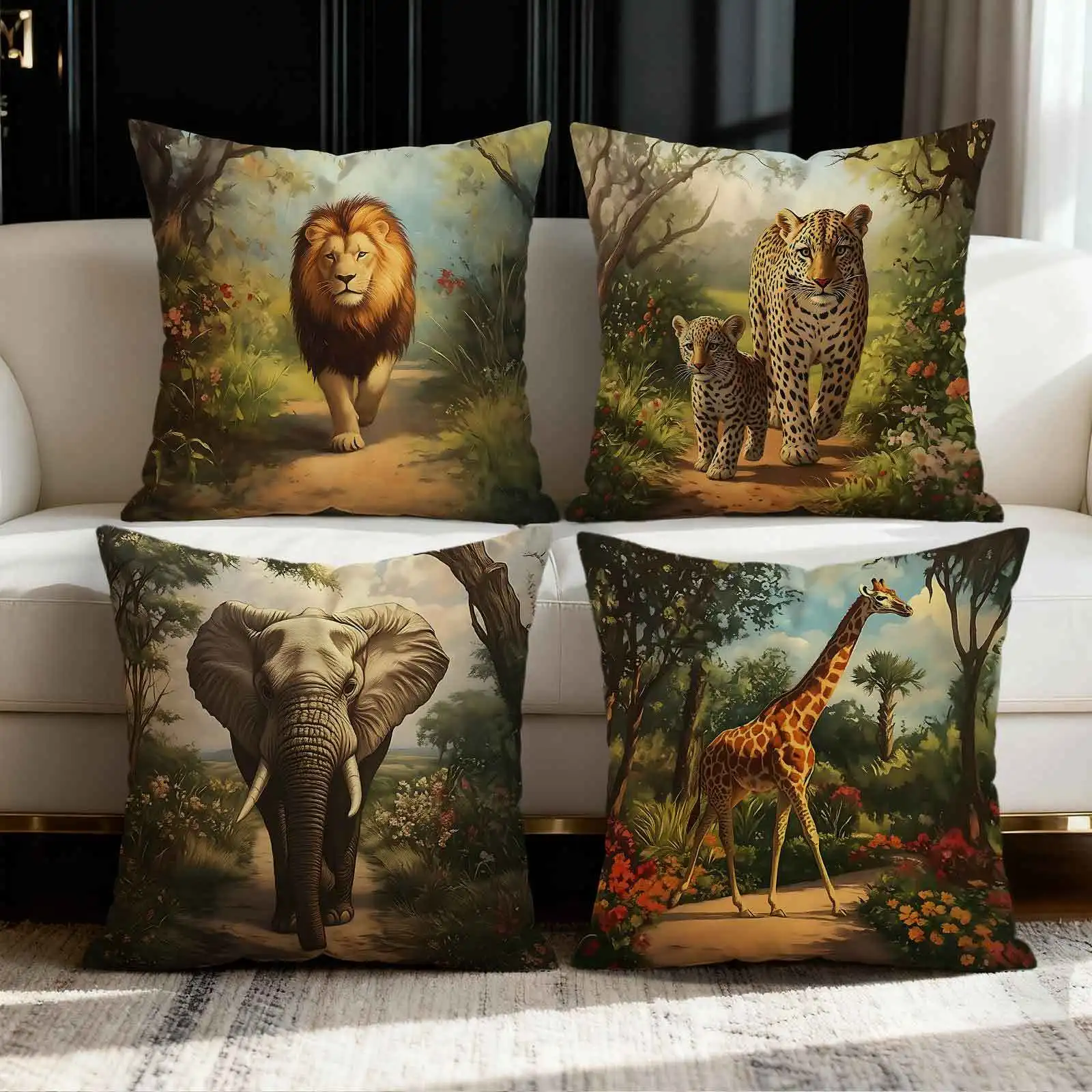 

Наволочка с принтом в стиле густолиственного джунгля, коротковорсовая, из плюша, подходит для гостиных, спален, диванов, наволочка для декоративной подушки.