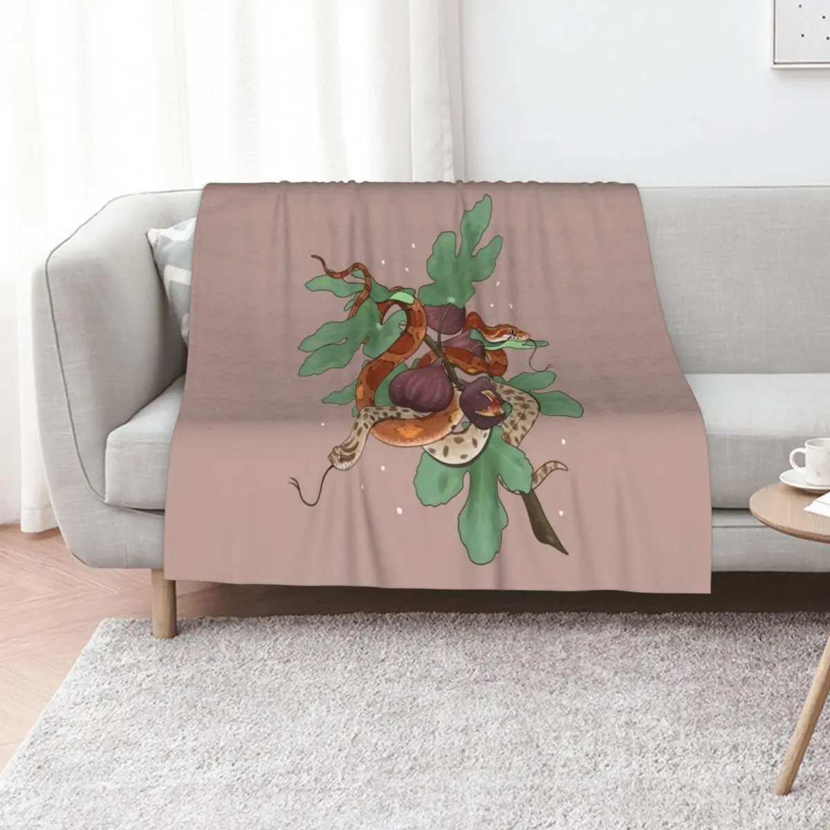 Corn Snake and Hognose Snake with Figs Throw Blanket Softest bed plaid wednesday Stuffeds warm for winter Sleeping Bag Blankets