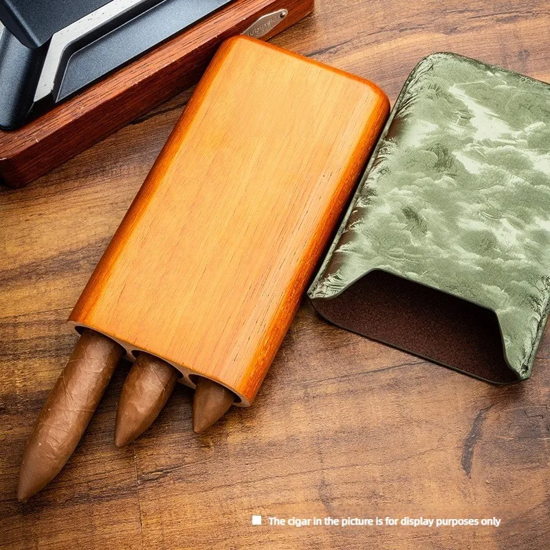 Travel Cigar Humidor Holds 3 Cigars 25 Ring Gauge Anti Scratch Wrinkle Resistant Portable Cigar Storage Case For Men