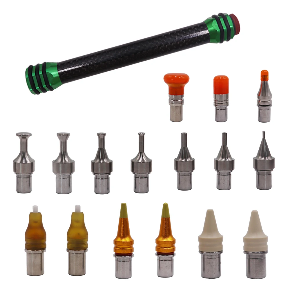 Kit de stylos de réparation de bosses en fibre de carbone légers avec têtes de frappe en caoutchouc/acier/PEEK/PAI/céramique – Outils PDR