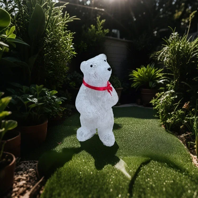 Outdoor Polar Bear Lamp, Christmas Garden Decoration, Acrylic LED Luminous Statue