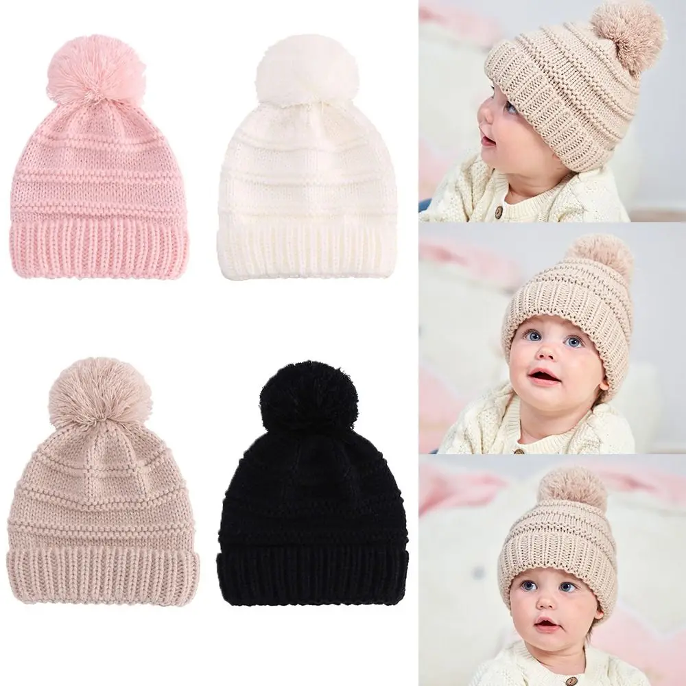 Single Ball Cute Autumn Winter Warm Hat Pullover Cap Beanie Cap Baby Knitted Hat