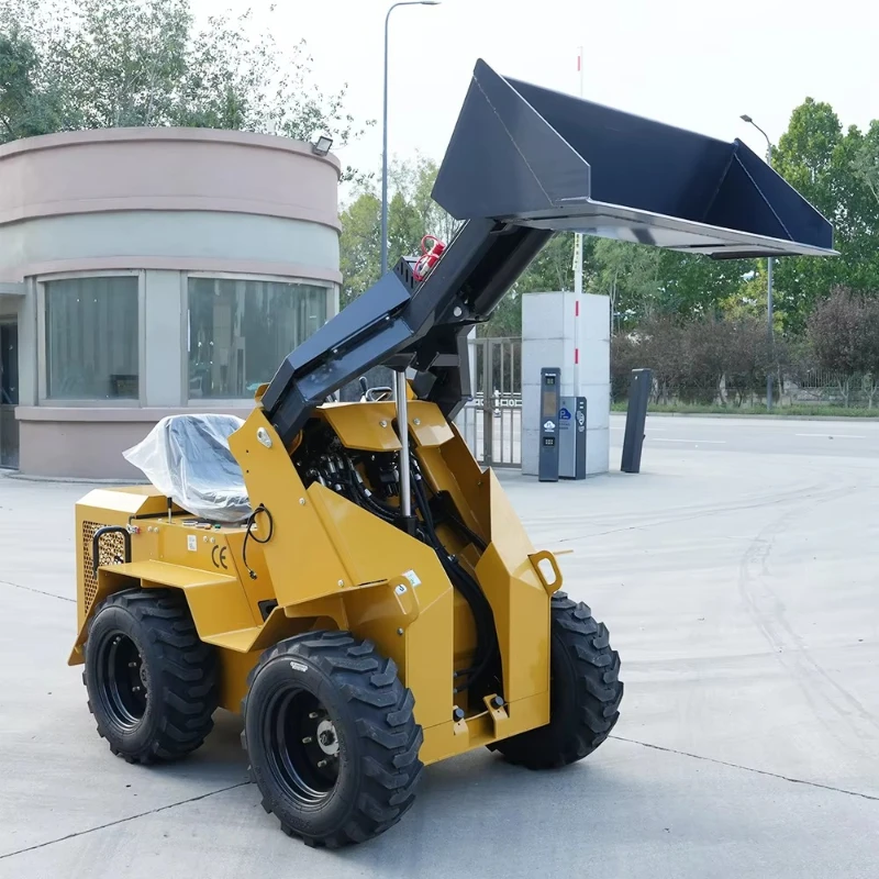 Chinese Factory Skid Steer Loader Hydraulic Diesel Multifunctional Mini Skid Steer Loader Farm 4 Wheels Drive Skid Steer Loader