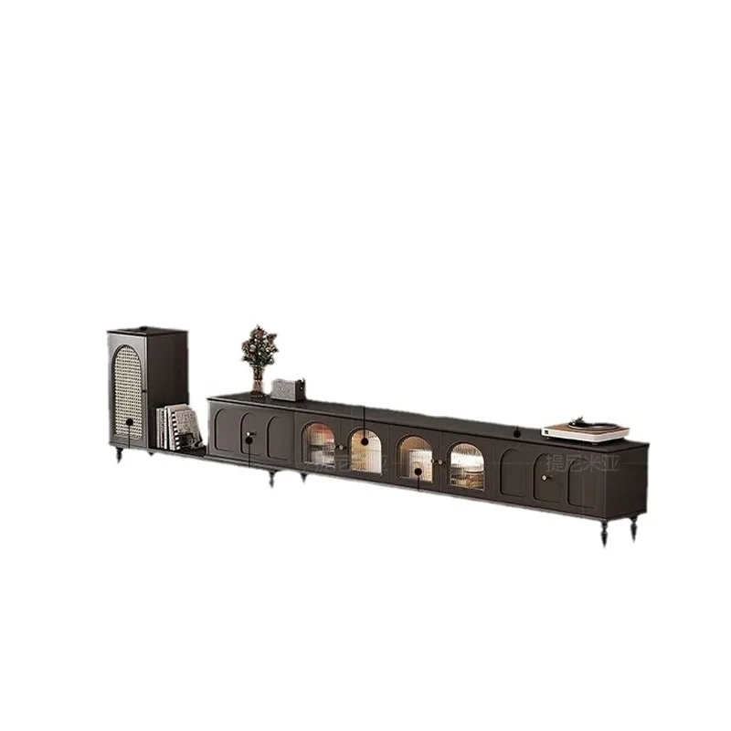 

Retro, TV Cabinet, Edging, Living Room, American, High and Low, Combination, Black, Floor