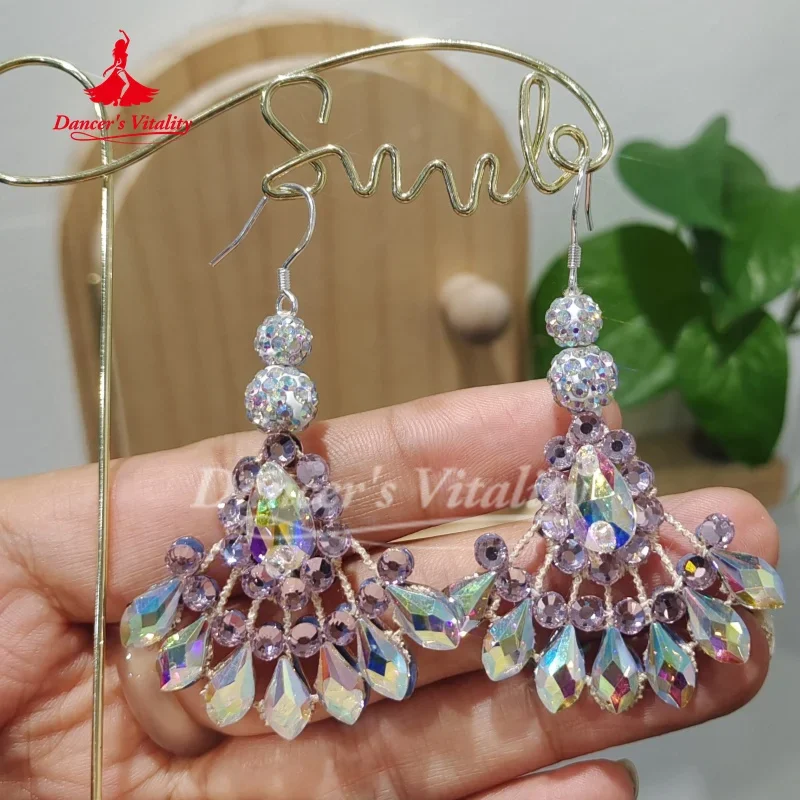 

Belly Dance Performance Earrings for Women Senior AB Stones Earring Adult and Children Oriental Dance Competition Accessory