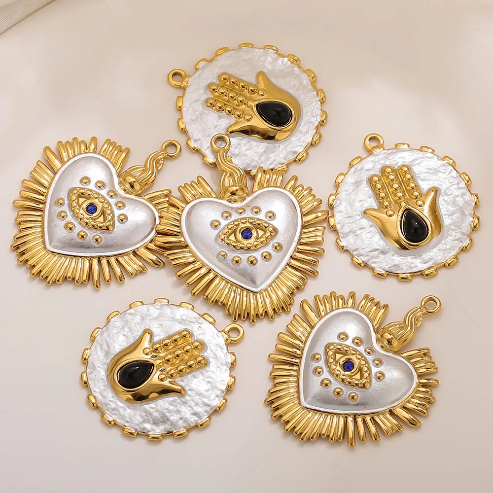 

2 шт. позолоченные подвески из нержавеющей стали, подвеска в форме сердца от сглаза, аксессуары для изготовления ювелирных изделий своими руками, принадлежности для поиска