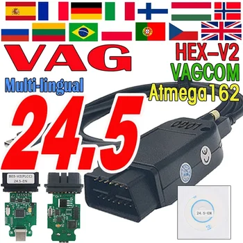 O inglês multilíngue encanta V2 para VW, VCDS, V24.5, VAGCOM, V23.11, VAG COM, AU, DI, Skoda, Se, em Vag, francês, espanhol, Atmega162, 2024