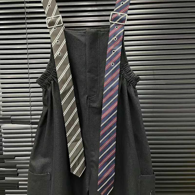 WTHT موضة المرأة مخطط حبال تصميم فضفاض واسعة الساق السروال القصير 2025 الخريف العصرية أكمام عارية الذراعين السراويل الإناث 1LS2487