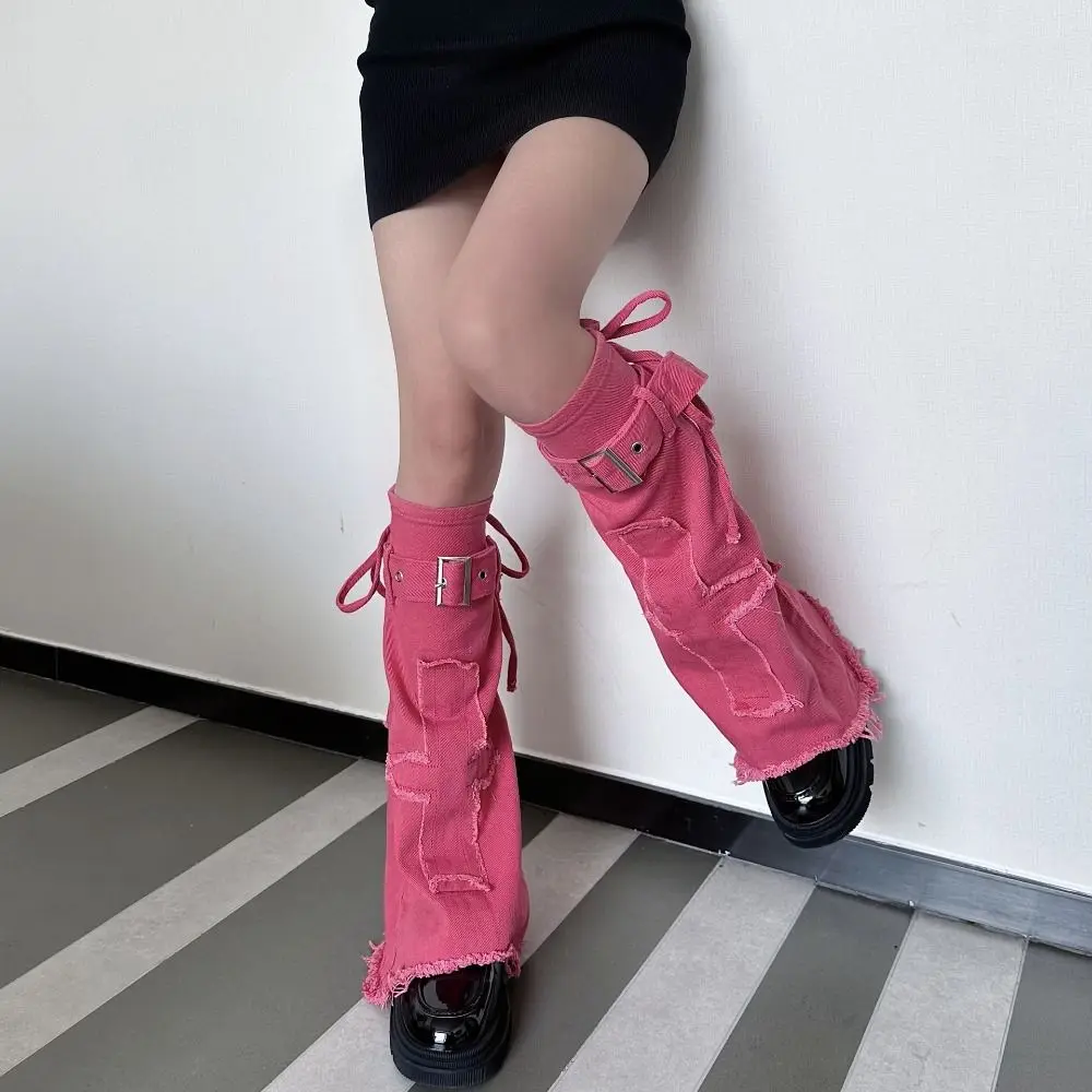 Cute Y2k Cross Leg Warmers JK Retro Trumpet Leg Covers Sweet Cool Lolita Long Stockings Fall Winter