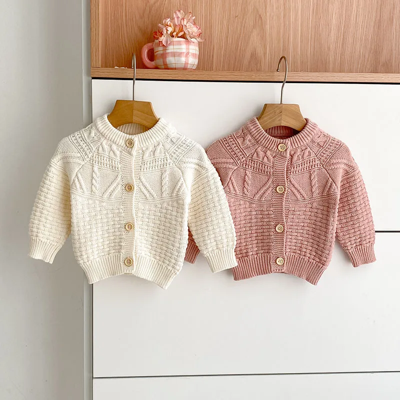 MILANCEL New Autumn Baby Knitted Cardigan 0-3T Solid Color Knit Toddler Girls Sweater Sweet Loose Tops Infant Outwear Clothes