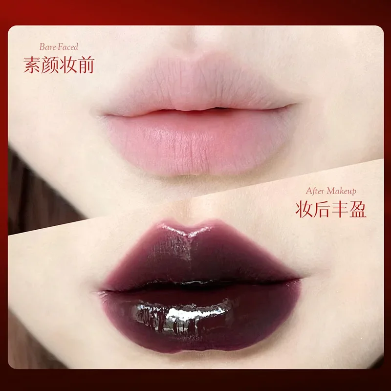 ملمع شفاه كارميلا مرآة ملمع شفاه رطب غير لامع على الطراز القوطي أسود نقي عاري أرجواني لون شفاه سموكي بانك مكياج دائم للهالوين #6