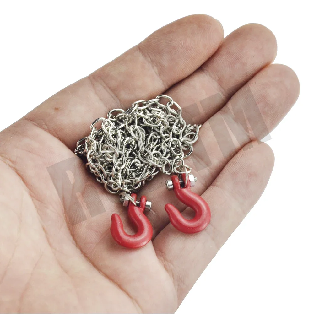 Metal Trailer Hook Rescue Chain Decoration For 1/10 RC Crawler Car TRX4 G63 D90 Axial Scx10 III Wraith Tamiya VS4