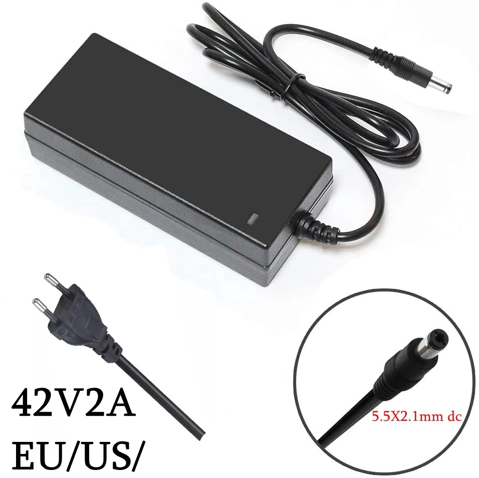 DC 42V 2A Smart Charger DC 5.5X2.1mm For Lithium Battery 36V 10AH 12AH 14AH With EU US Plug 110V 220V image 3