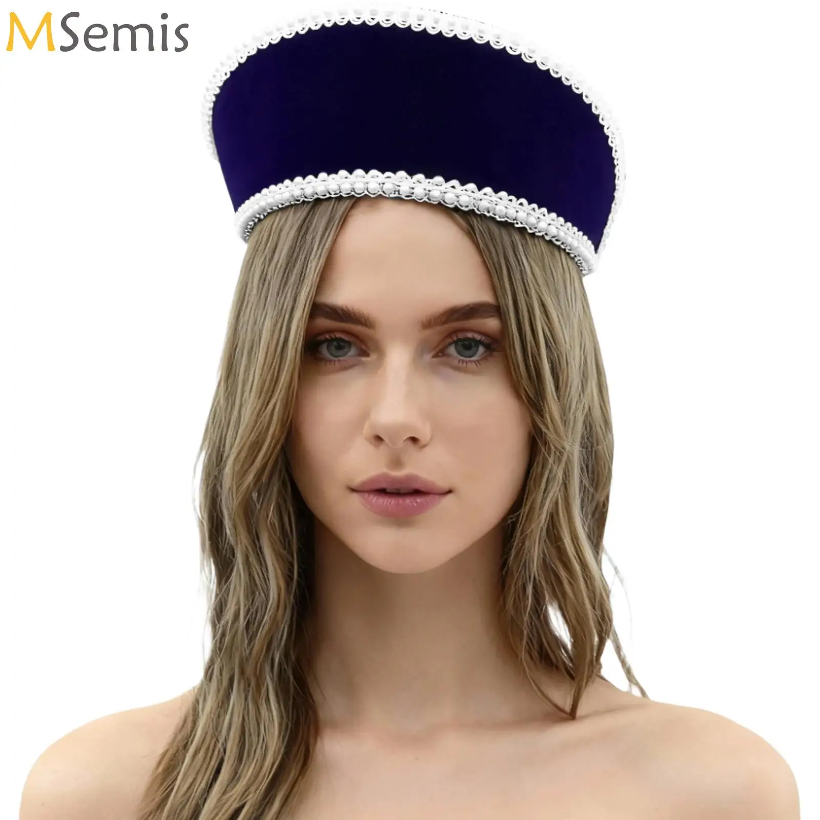 

1Pc Vintage Tudor Crown Headband Hat Headpiece Faux Pearls Lace Decor Elizabethan Style Headwear Tudor Coronet Hood Hat