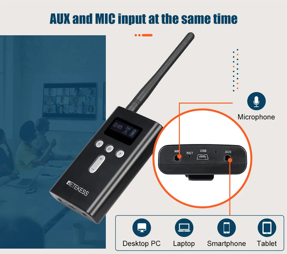 Retekess T130S Tour Guide System Audio Guide, 2. Generation T130 Mic Long Standby Transmitter Empfänger Radio Guide für Tourentraining – Detail 10