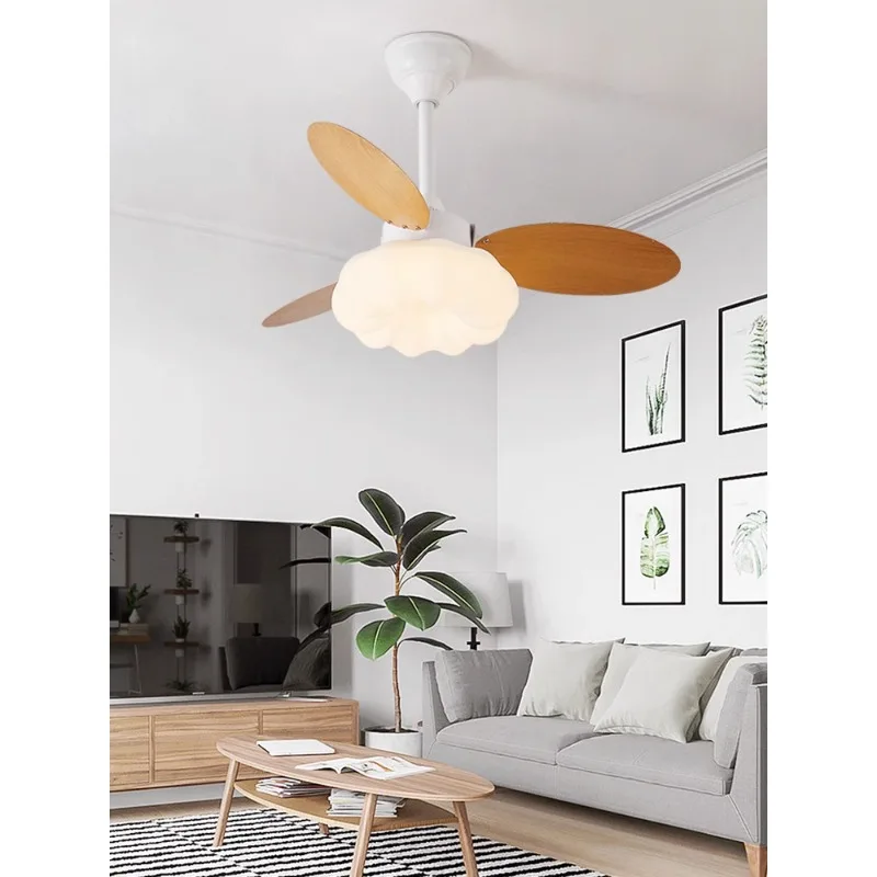 Fan light net red living room bedroom ceiling fan light home Tmall genie intelligent control color ceiling fan chandelier