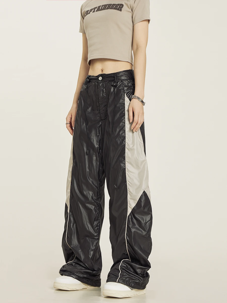 American Retro Wide Leg Track and Field Pants for Men and Women's Hip-hop Performance Wearing Loose Casual  and Trendy Pants