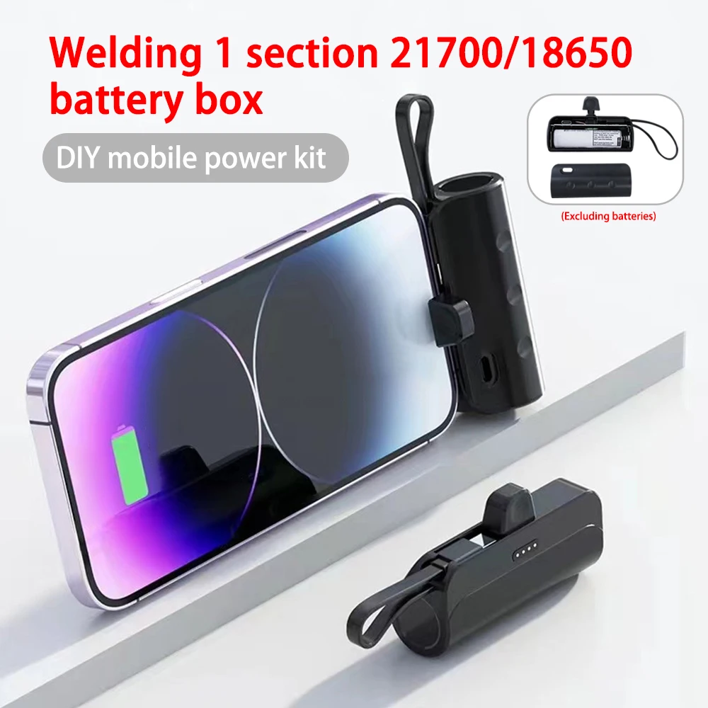 1x21700/18650 Battery Power Bank Case Free Welding DIY Battery Holder Storage Box Phone Charging Emergency Use