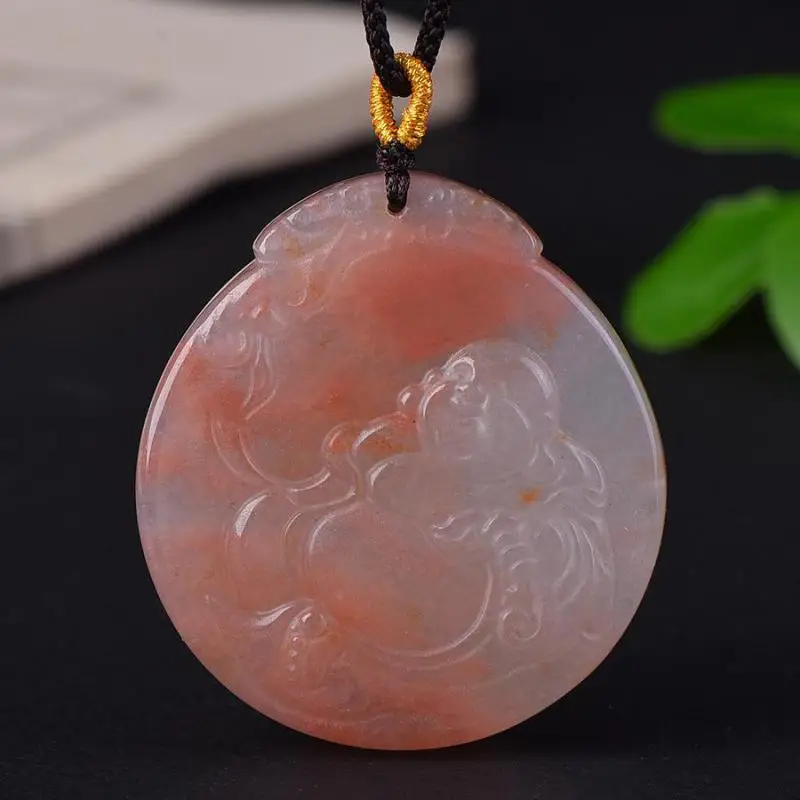 

44*48mm Natural Nephrite Jade Buddha Charm Necklace Men Women Genuine Chinese Hetian Jade Buddha Pendant Lucky Amulet Necklaces