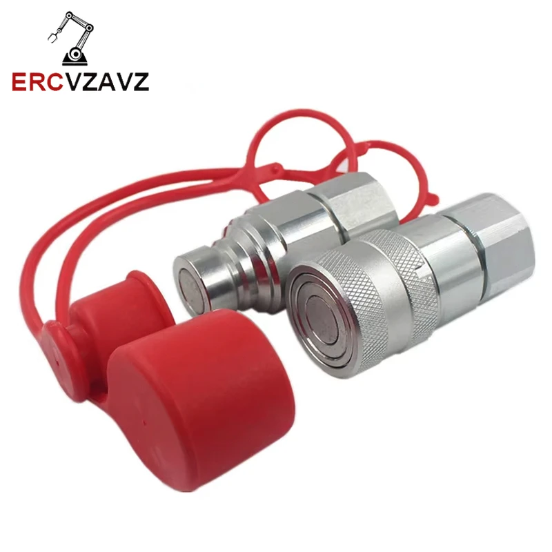 

2pcs/set NPT Hydraulics Skid Steer Bobcat Flat Face Quick Connect Couplers Couplings Set with Dust Caps G1/2 G1/4 G3/8 G3/4