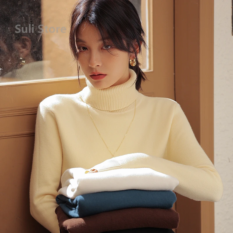 

Winter 2025 New Foreign-style Plush Thickened Warm Long-sleeved Bottomed Knitted Sweater Turtleneck Sweater Women's Inner Fit