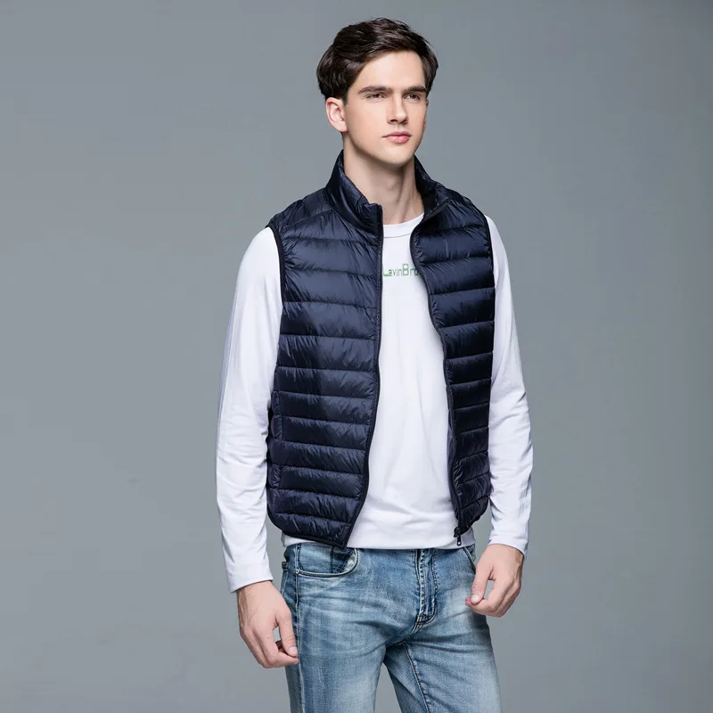 Autumn and Winter Men's 90% White Duck Down Vest Casual Lightweight Down Warm Solid Sleeveless Jacket Men's Portable Pocket Vest, image 12
