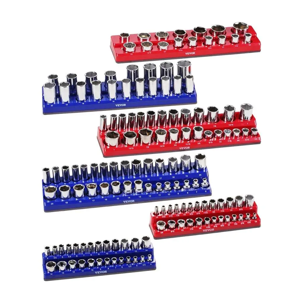 

Magnetic Socket Organizer Set 6PCS for metric SAE Blue Red