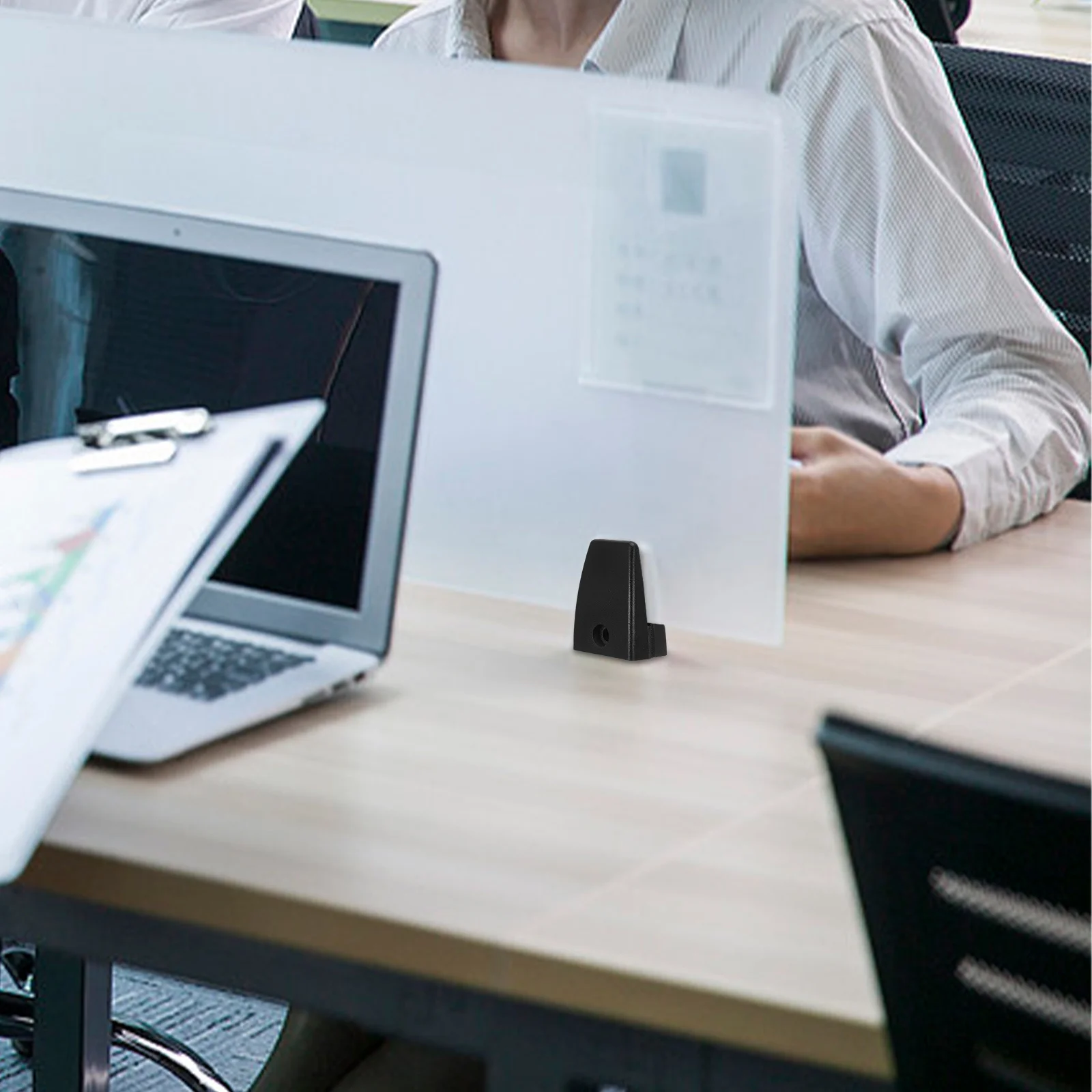 2 قطعة سطح المكتب المشبك قابل للتعديل لوحة زجاجية قوس لمكتب مكتب التقسيم شاشة الخصوصية دعم مستقر أسود