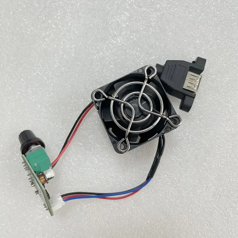 4028 Fan with Speed Control Board for Firewood Stove BBQ Grill Iron Mesh USB Interface Set Configuration