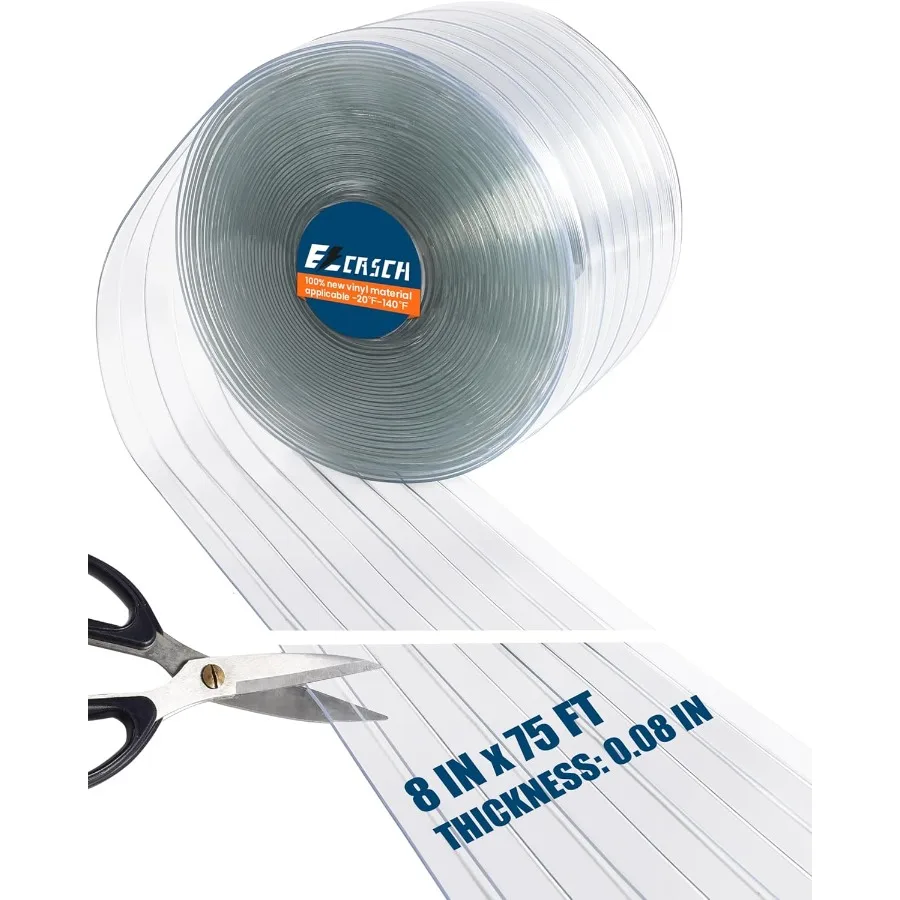 Rollo de cortina con tira de vinilo de PVC transparente para protección de invierno y control de temperatura en almacén comercial de congelador y casa para perros