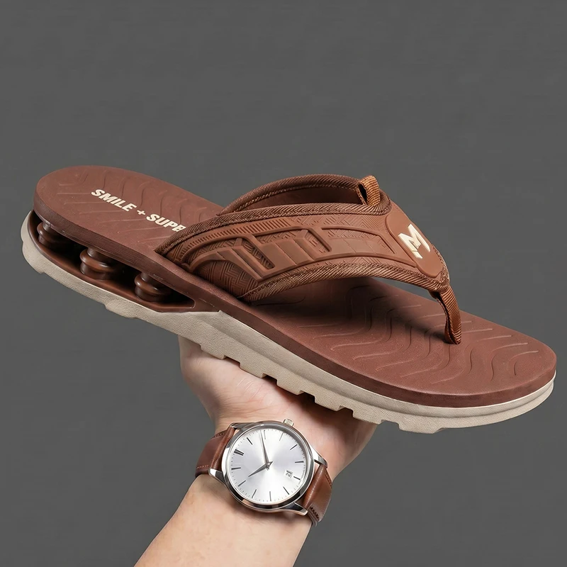 Men's Slippers Quick Dry Pu Leather Fashion Breathable Flip Flops Man Beach Footwear Outdoor Slippers Summer Men's Sandals Mules