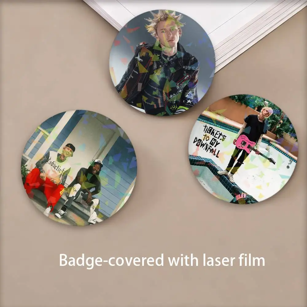 Rapper M-Mgk Blog Era Boyz Round Badge Lapel Pins for Backpacks Briefcase Laser Brooch Clothes Gifts