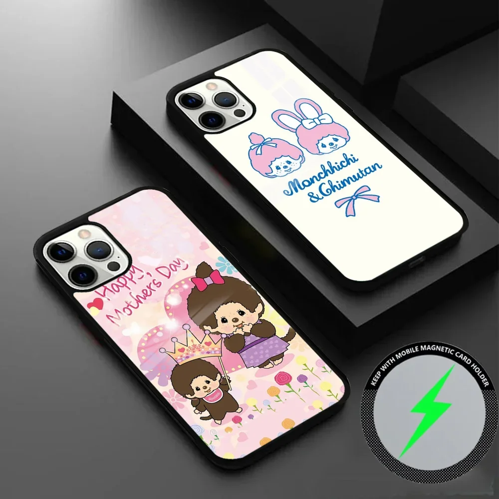 Cartoon M-Mon-Chi-ChiS Phone Case For IPhone 16 15 14 13 12 11 Pro Max Plus Mini Magsafe Mirror Wireless Magnetic Cover