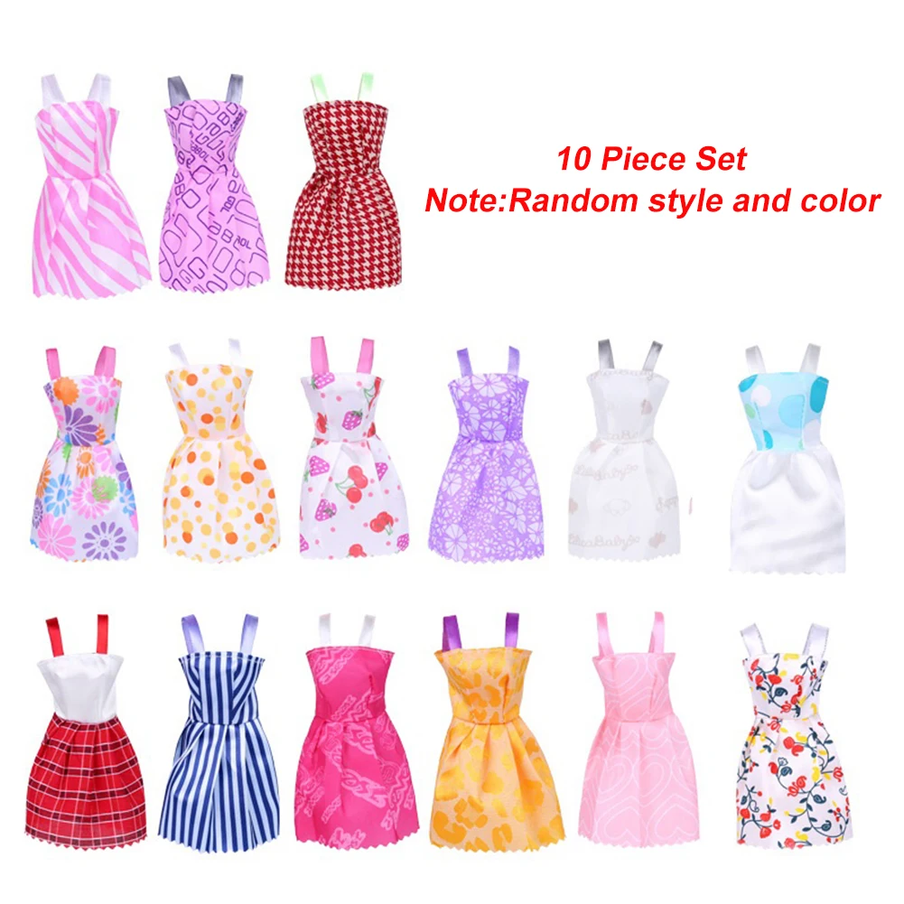 10pcs Doll Sleeveless Dresses Handmade Random Color Doll Decorative Skirt Polyester Mini Props for Girls Gift Accessories