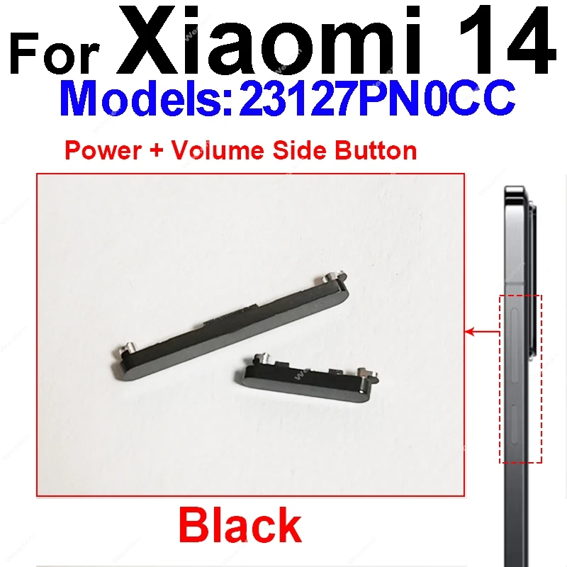 Power Volume Side Button For Xiaomi 14 14 Pro Power Volume Up Down Side Key Switch Replacement Repair Parts