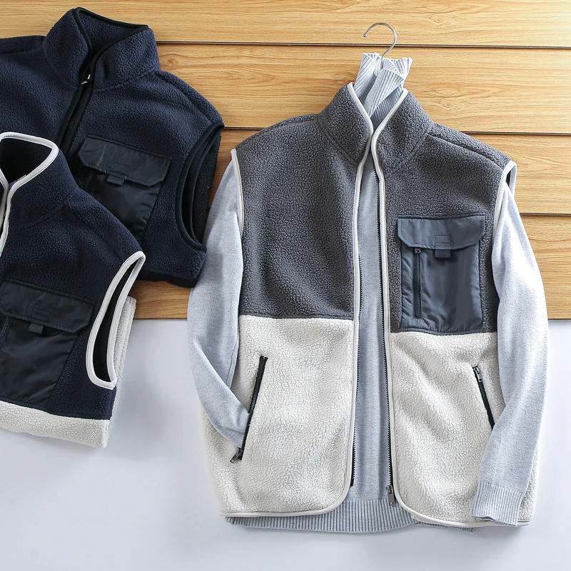 

Мужской повседневный жилет Fce, осенне-зимний сезон, цветной блокированный дизайн, приталенный крой, молодежный стиль, на молнии, без фирменной маркировки