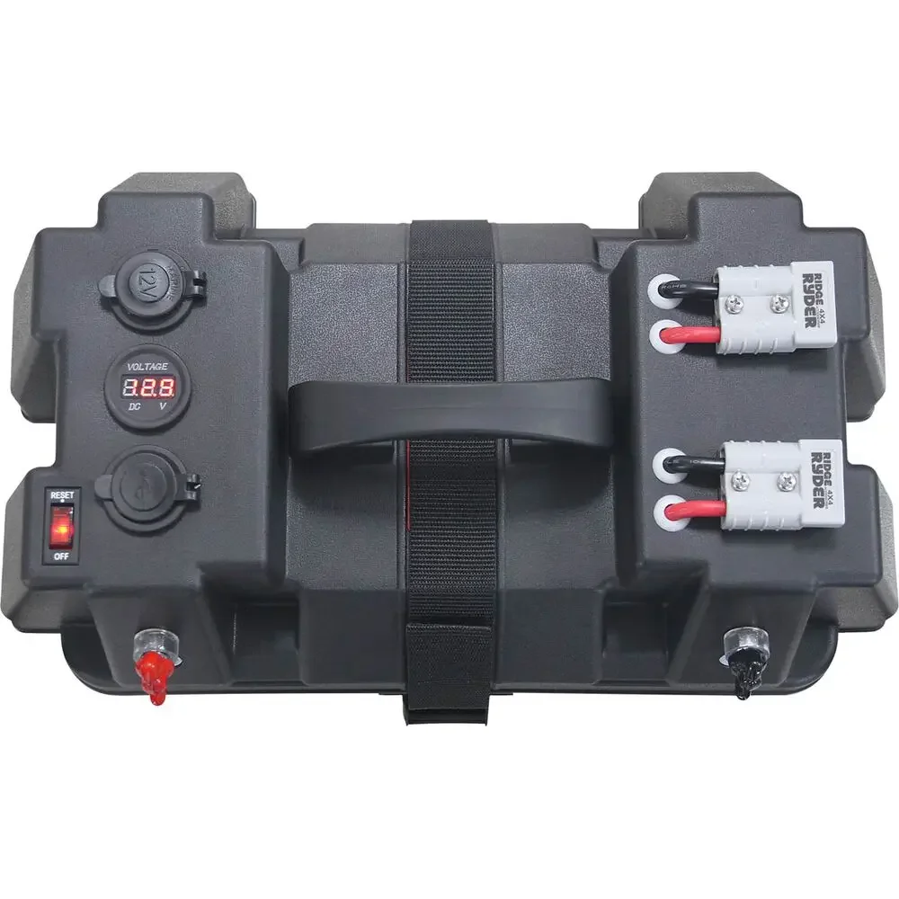 Boîtier de batterie alimenté 12-24 V avec chargeur USB et voltmètre pour voiture extérieure marine