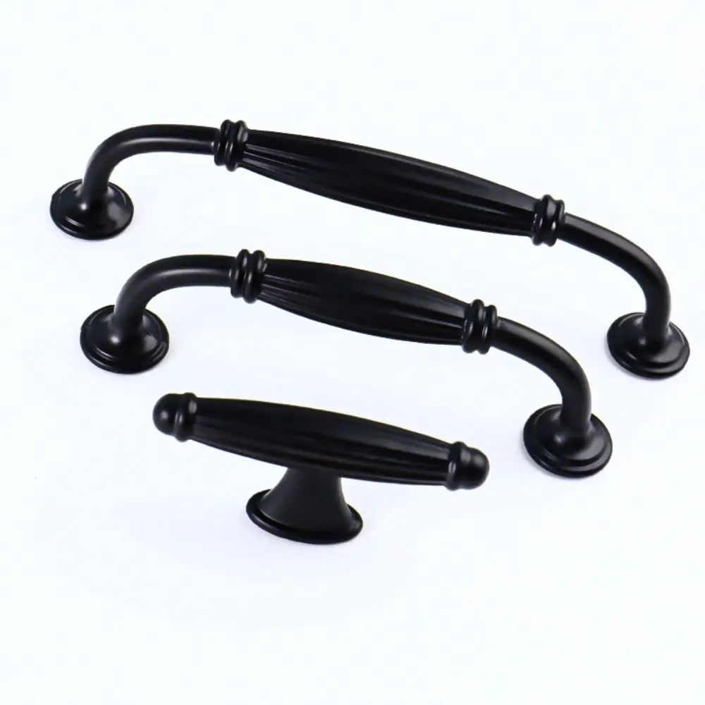Aluminum Alloy Arched Cabinet Door Handles Retro Style Minimalist Wardrobe Door Handle Multifunctional Black Furniture Handles