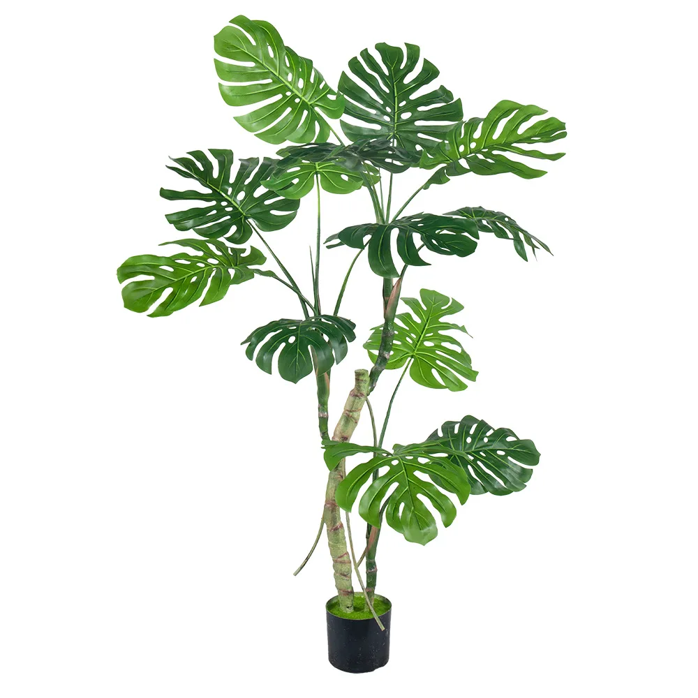 160cm Fake Monstera Plant Artificial Green Leaves Indoor Office Home Decor Plastic Potted Tree