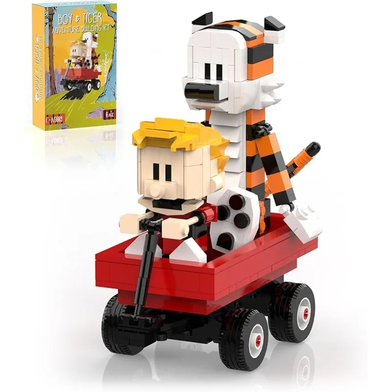 MOC Calvined and Hobbes Building Blocks Set Classic Comic Boy and Tiger Model Toys Children Christmas Gifts