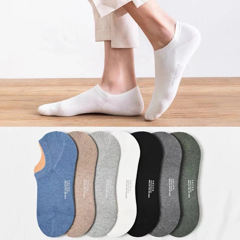 100% Cotton 2 Pairs No Show Men Socks Fashion Ankle Funny Socks Invisible Cotton Deodorant and Sweat-absorbent Summer Socks