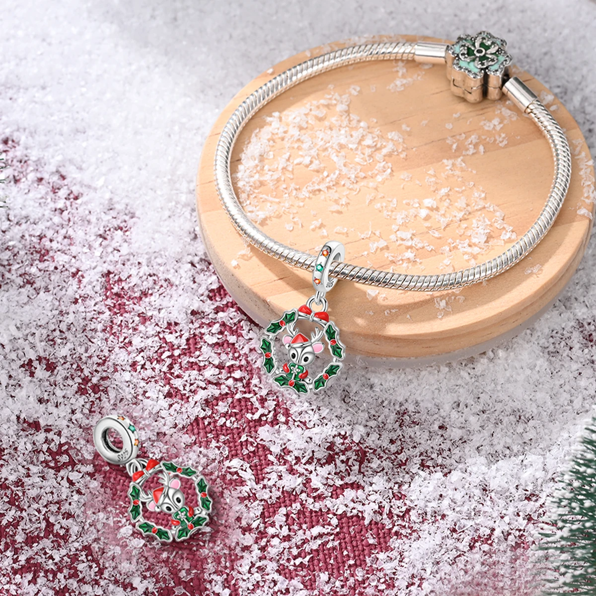 سحر الأصلي 925 فضة عيد الميلاد الرنة قلادة الخرز صالح سوار Diy غرامة هدية المرأة حساسة مجوهرات الإكسسوار