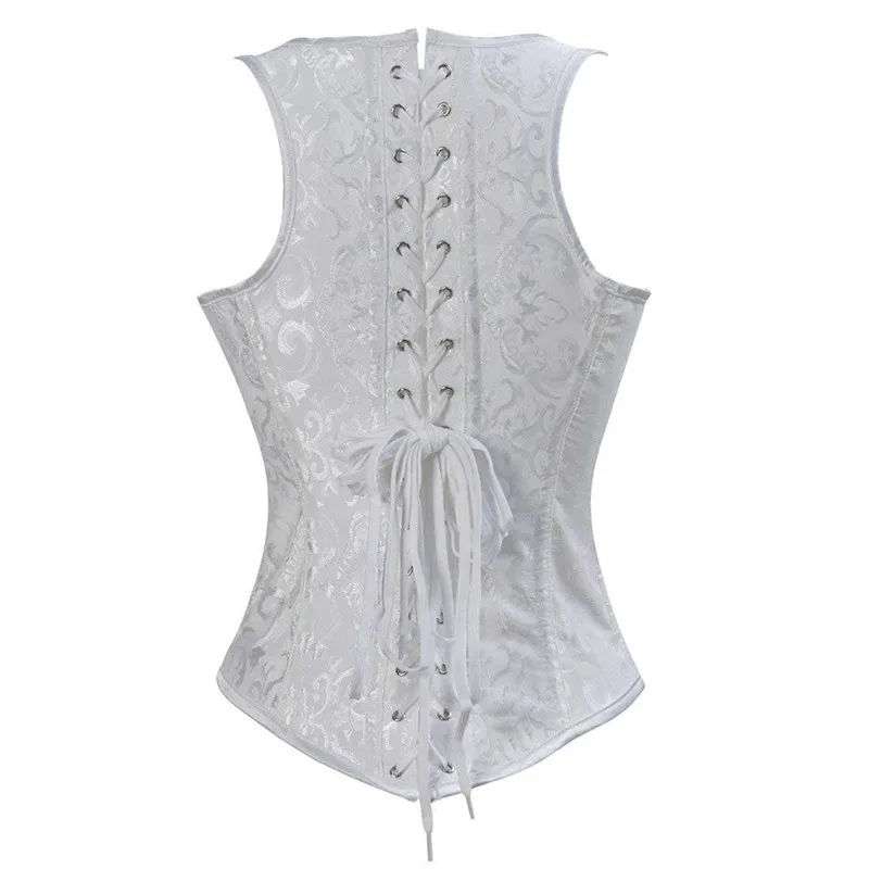 Underbust Corset Plus Size Steel Boned Vest Basques Bustiers Lingerie for Women Top Sexy Corsetto Shoulder Strap Blue White