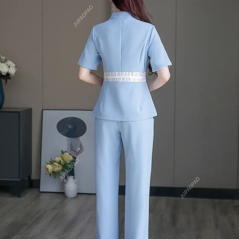 Elegante retro uniformes de massagem uniforme roupas de trabalho de beleza cosme tonólogo roupas spa uniformes feminino esteticista traje massagem