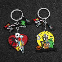 Disnes Movie The Nightmare Before Christmas Keychain Sally Jack Skellington Pendant Keyrings for Halloween Gifts Accessories